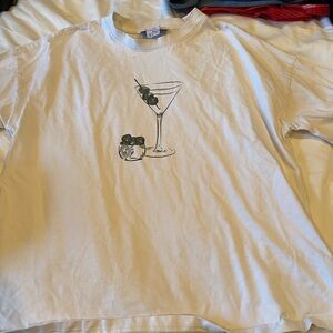 Never Fully Dressed White Tee with Martini Graphic